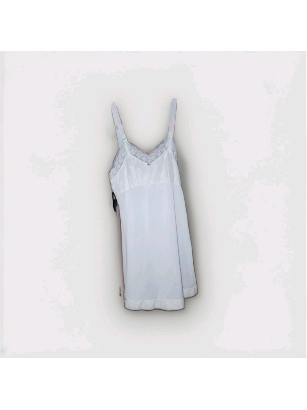 Vintage Her Majesty Full Slip Size 14 White Nylon Lace Lingerie USA Bridal